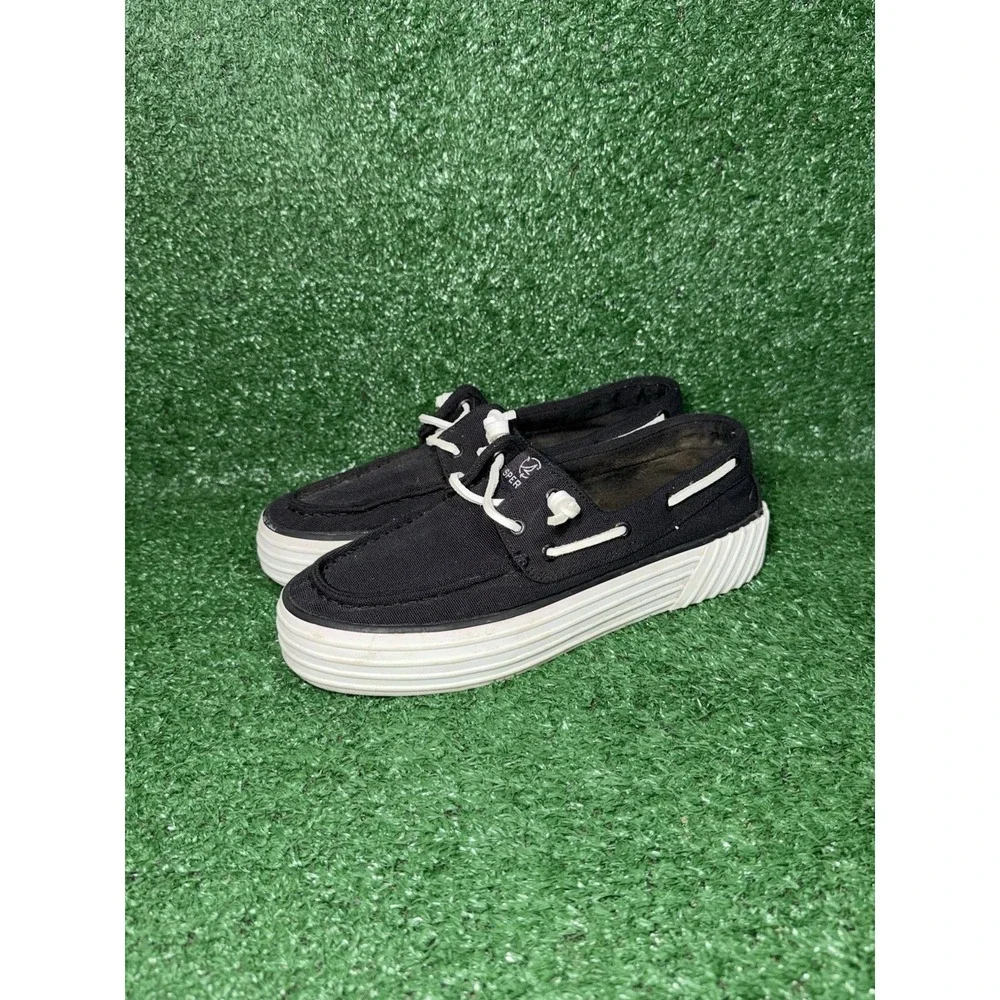 Sperry Shoes Womens Size 7.5 Bahama 2.0 Black White Causal Platform Sneakers